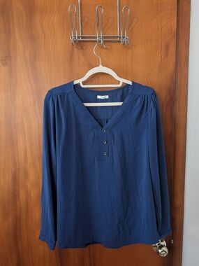 Maurices Deep Blue V-Neck Button-Front Blouse